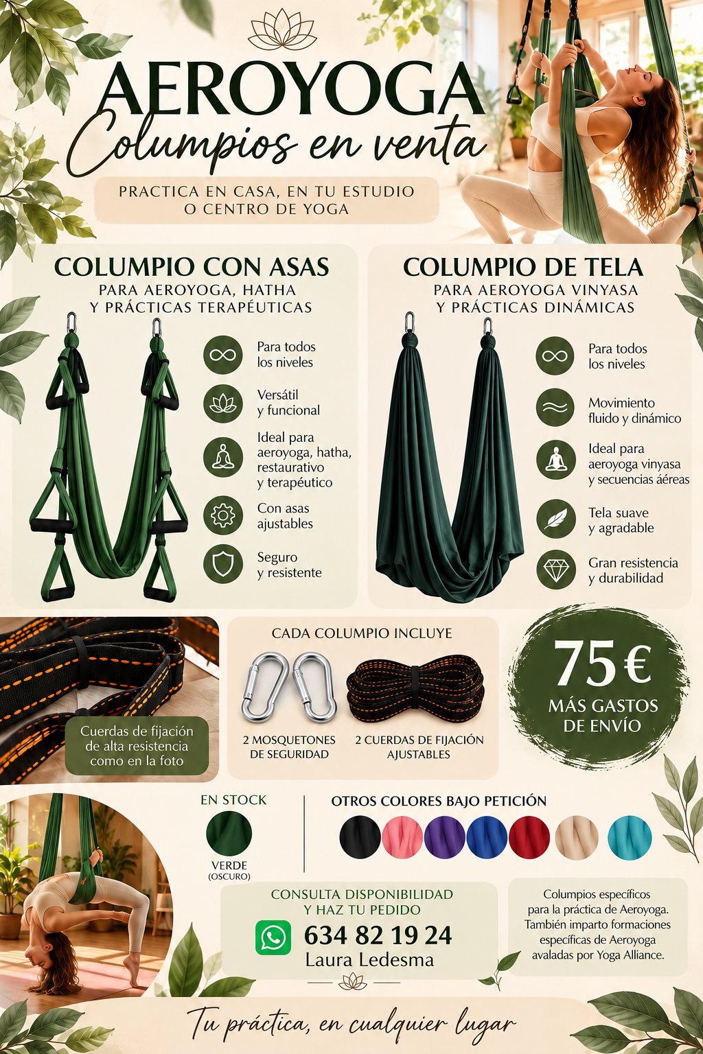 Columpios de AeroYoga en la shala